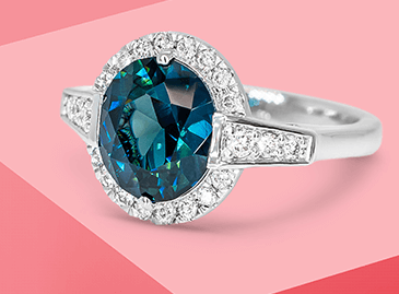 Straight-shouldered Teal Sapphire Ring