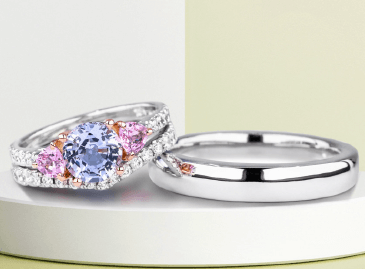 Lilac Spinel His & Her Wedding Set