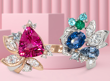 Hot Pink Spinel and Blue Sapphire Open Ring